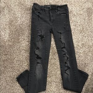 American Eagle Outfitters Black Skinny Distressed Jeans